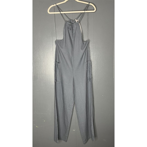 Vanilla Star Gray Grey Jumpsuit Linen Blend XS Casual Boho Lounge Wide Leg - Picture 1 of 7